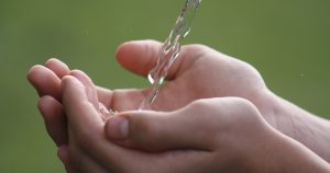 Hands cupped with water
