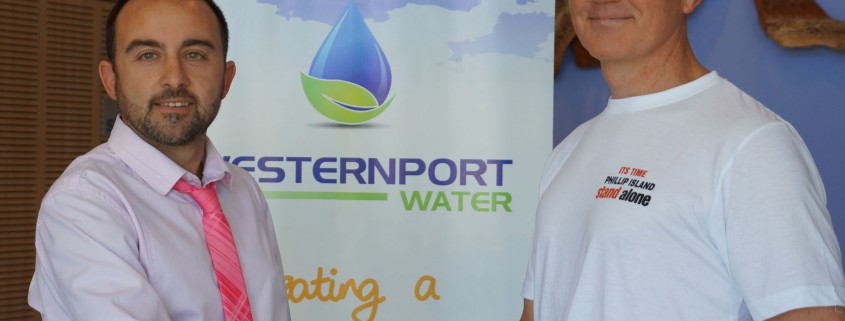Westernport employee shaking hands with competition winner