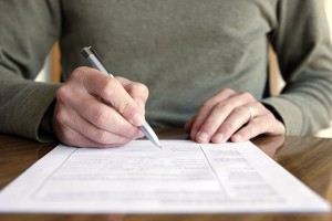 Man filling in form