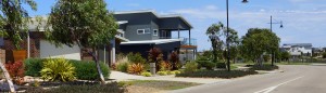 Residential street and house