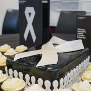 White Ribbon cake from Westernport Water's White Ribbon Workplace launch