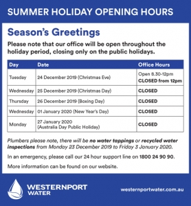 2019-20 Holiday hours