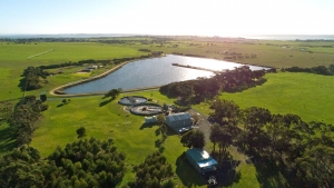 Aerial image of treated effluent lagoon