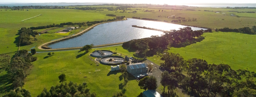 Aerial image of treated effluent lagoon