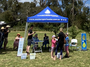 Community stand at outdoor market