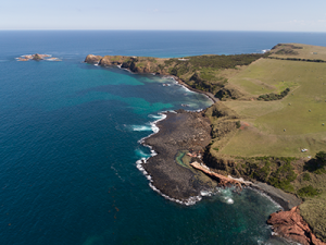 Aerial view of Pyramid Rock, Phillip Island