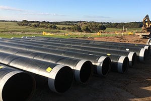 Large pipes in a paddock