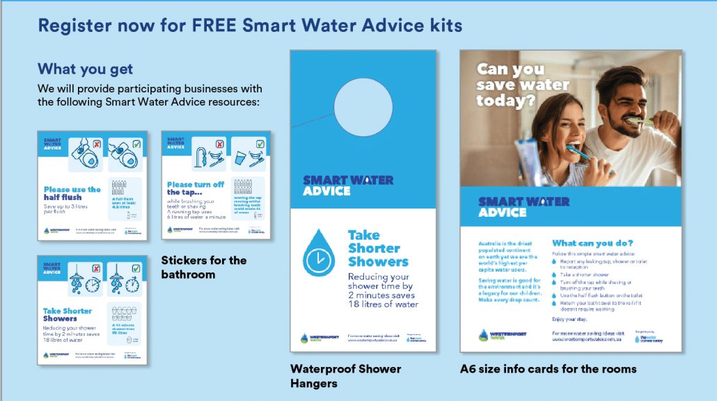 Items in our FREE Water Conservation Accommodation Kits
