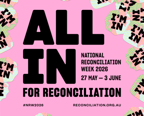 NRW2026_SOCIAL-1-1_Pink-1080x1080_fx National Reconciliation Week - official artwork for the 2026 event "All in for Reconciliation"